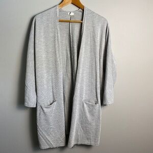 Donna Womens Gray Open Front Dolman Sleeve Fine Ribbed Cardigan Sweater One Size